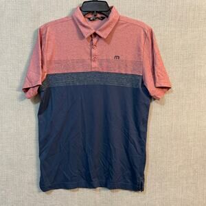 Travis Mathew Mens Medium Red and Navy Performance Golf Polo